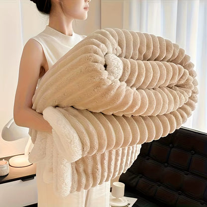 1Pc Weighted Fleece Blanket -Soft, Warm, Throw for Bedroom, Living Room, Student Dormitory, Car, Sofa,8Lbs with Sherpa