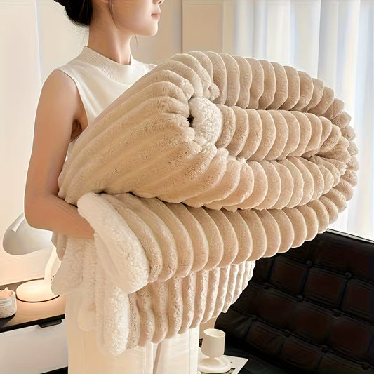 1Pc Weighted Fleece Blanket -Soft, Warm, Throw for Bedroom, Living Room, Student Dormitory, Car, Sofa,8Lbs with Sherpa