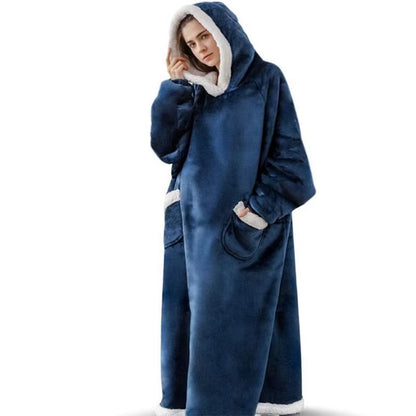 Suer Long Flannel Sherpa Wearable Blanket Winter Warm Blanket with Sleeves Hoodie Sweatshirts Oversized TV Blanket Pullover