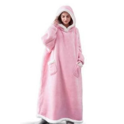 Suer Long Flannel Sherpa Wearable Blanket Winter Warm Blanket with Sleeves Hoodie Sweatshirts Oversized TV Blanket Pullover